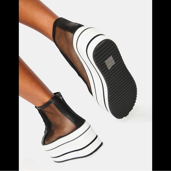 YRU ELEVATED BLACK MESH PLATFORM SNEAKERS - Picture 4 of 8